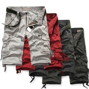 Lighteme - Washed Soft Cotton Cloth Men Cargo Tactical Shorts Plus Size (5 Colors)