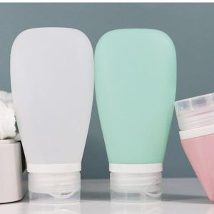 Lighteme Travel Silicone Bottle Set – 2-Pack for Shampoo. Shower Gel & Cosmetics