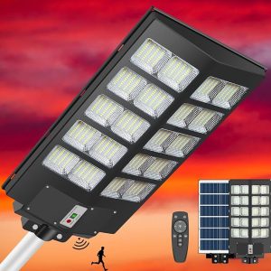 Lighteme 800W Commercial Solar Street Lights Dusk to Dawn . Motion Sensor. 75000LM for Street with Remote Control