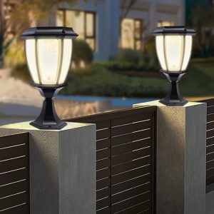 Lighteme 63 Solar Lamp Post Lights .Outdoor Aluminum Floor Lamp.Waterproof Solar Powered Street Lights for Garden. Pathway. Driveway. Front/ Back Door. Warm White Solar Post Light.Replaceable Bulb(2 Pack)