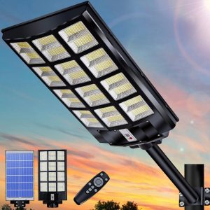 Lighteme 1200W Commercial Solar Street Light . 100000LM Parking Lot Light Dusk to Dawn With Remote