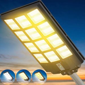 Lighteme 1800W LED Street Light Outdoor - [Warm White] 3000K Solar Street Lights . Dusk to Dawn. Motion Sensor With Remote