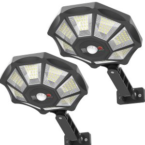 2 Pack SmartYard 300W Solar Street Light 168LED Dusk to Dawn.6500K with Motion Sensor