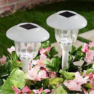 Lighteme Solar Outdoor Pathway Lights Stainless Steel And Glass LED Lights- 8 Pack