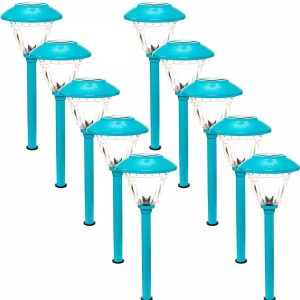 Lighteme 10 Pack Solar Pathway LED Lights Outdoor-Stainless Steel ( Turquoise )