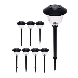 Lighteme 8 Pack Solar Pathway LED Lights Outdoor-Stainless Steel -15 Lumen( Black )