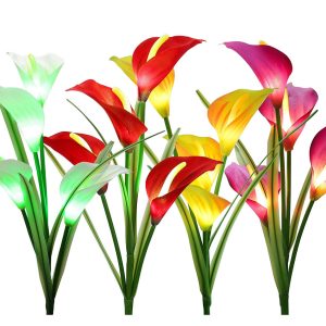 Lighteme 4 Pack Solar Common Calla Lamp Four Color LED