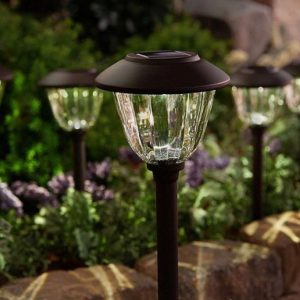 Lighteme 8 Pack Solar Pathway LED Lights Outdoor-Stainless Steel ( Gunmetal )