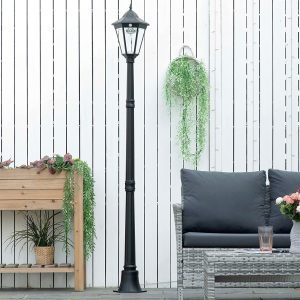 Lighteme 77 Solar Lamp Post Light. Waterproof Aluminum And Glass Outdoor Vintage Post Lamp