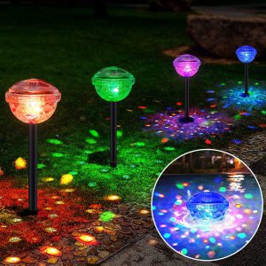 Lighteme Solar Pathway LED Lights 8 Color Changing Outdoor Waterproof -4 Pack