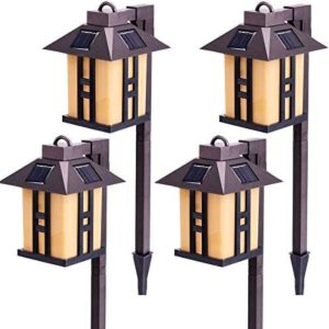 Lighteme Solar Powered Pathway Shepherd Hook Lights Asian Style (4 Pack)