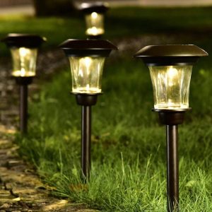Lighteme Solar LED Large Outdoor Pathway Lights - 8 Pack- Oil Rubbed Bronze