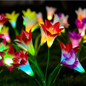 Lighteme Solar Lily Flower Lights (Pack of 4 = 16 Flowers)