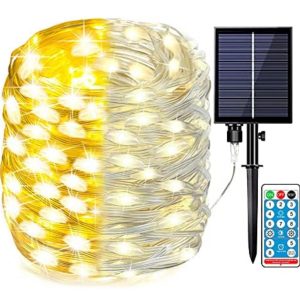 2PK Lighteme Solar String Lights Outdoor Copper Wire. Waterproof Solar Fairy Lights with 8 Lighting Modes