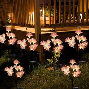2 Pack - Lighteme Garden Solar Floral Lights Powered Waterproof 2 Lighting Modes Twinkling and Steady Landscape