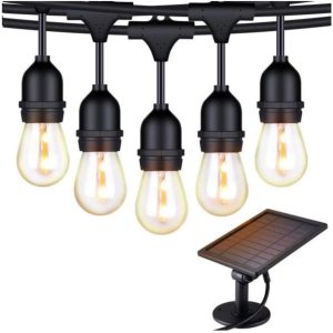 Lighteme 27F Solar Powered String Lights Waterproof LED Hanging Edison Bulb Lights with 12 Bulbs