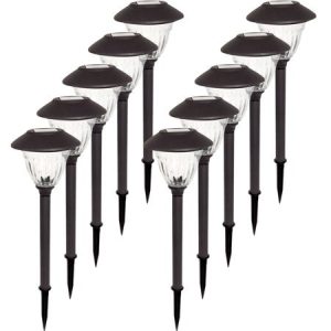 Lighteme 10 Pack Solar Pathway LED Lights Outdoor-Stainless Steel ( Gunmetal )