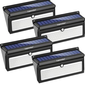 Lighteme Solar Outdoor Lights 100 LED Motion Sensor Solar Security Lights 4-Pack