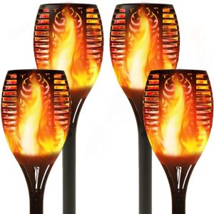 Lighteme Solar LED Flame Lamp Lawn Flame Flickering Torch Light Outdoor Fire 96 LED Lights 4 Pack
