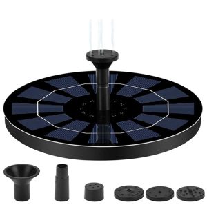 Lighteme Solar Fountain Pump 2.5W Circle Floating Solar Water Fountains Pump Built-in Battery Backup with 6 Nozzles