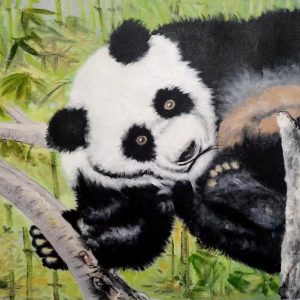 Lighteme Hand-Painted Panda Oil Painting On Canvas Custom Original Artwork Abstract Wall Decor Animal
