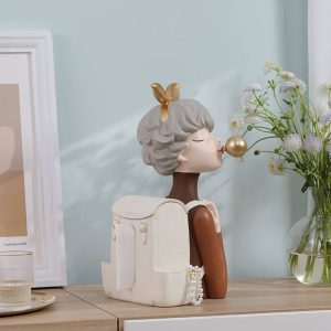 Lighteme Backpack Girl Resin Storage Decoration