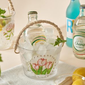 Lighteme Bamboo Wood Portable Glass Ice Bucket