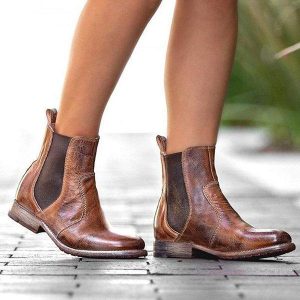 Lighteme Chloebuy Vintage Low Heel Pull-on Ankle Boots