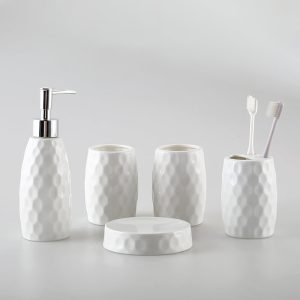Lighteme Diamond Pattern Ceramic Bathroom Set