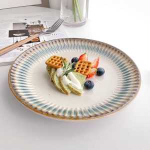 Lighteme Embossed Vertical Grain Ceramic Plate