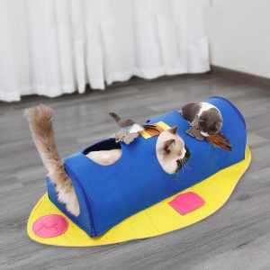 Lighteme Foldable Fish Shape Felt Cloth Cat Tunnel (2 colors)