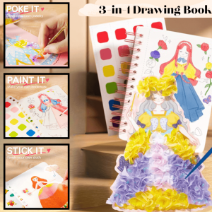 Lighteme Princess Art Adventure 3-in-1 Drawing Book with Watercolors. Stickers. and Poking