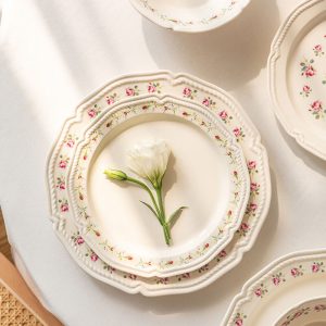 Lighteme Rose Embossed Ceramic Plate