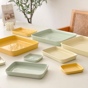 Lighteme Solid Color Simple Square Ceramic Baking Pan