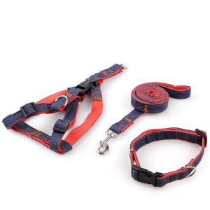 Lighteme Three-Piece Suit Pet Harness Traction Rope Collar (4 colors & 4 sizes)