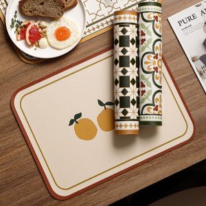 Lighteme Vintage Print Leather Placemat