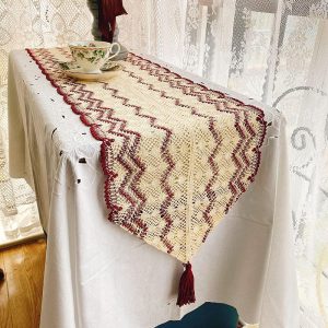Lighteme Wave Hollow Macrame Table Runner