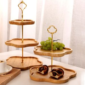 Lighteme Wooden Flower-Shaped Multi-Layer Dessert Stand