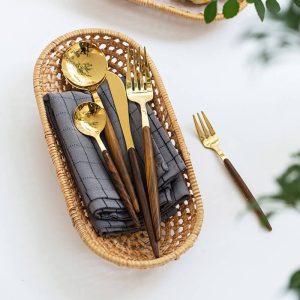 Lighteme Wooden Handle Flatware 5 Pcs Set