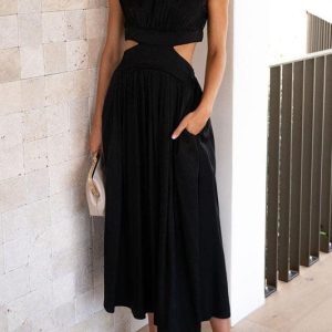 Lighteme Cut Out Summer Dress Womens Fashion