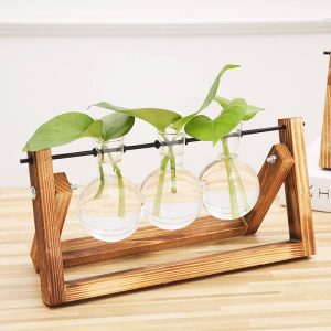 Lighteme Wooden Frame Hydroponic Vase