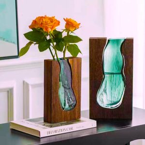 Lighteme Wooden Holder Glass Vase